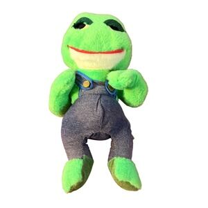 Knickerbocker Country Frog Plush in Denim Overalls Vintage Animals Distinction